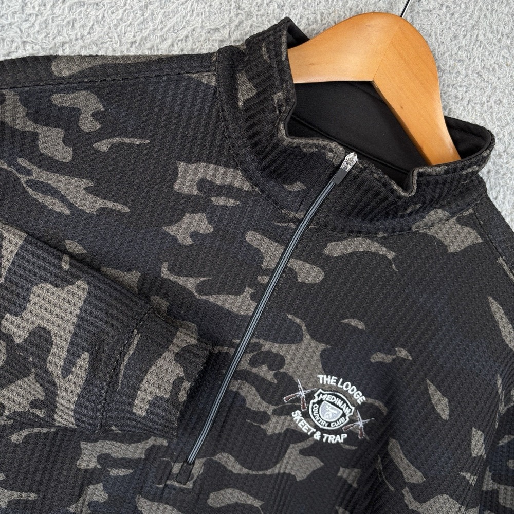 Straight Down Pullover Shirt Mens Medium Camo 1/2 Zip Waffle Knit Hunting *Logo*
